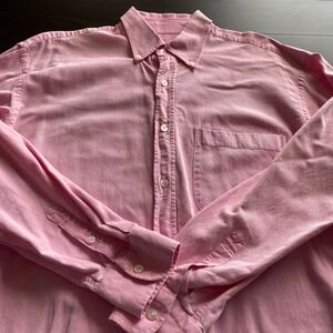 Gitman Bros Mens Pink Button Down Shirt Large Made in Italy Long Sleeve Cotton